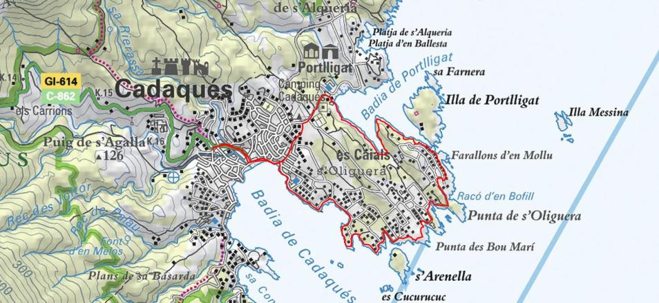 Plànol Cadaqués a Portlligat camí de ronda